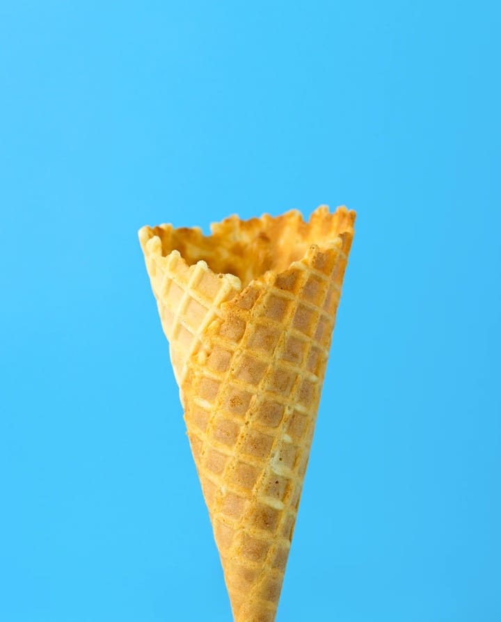 an empty iced cream cone